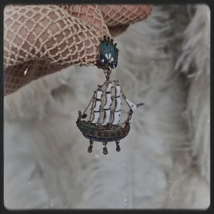 Exquisite Antique Silver Galleon Pendant – Renaissance Revival