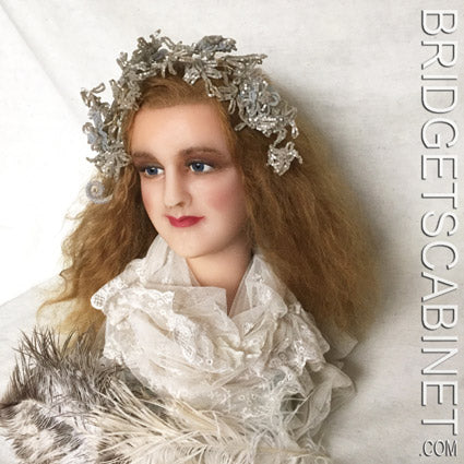 1900s French Wax Bust Red Human Hair